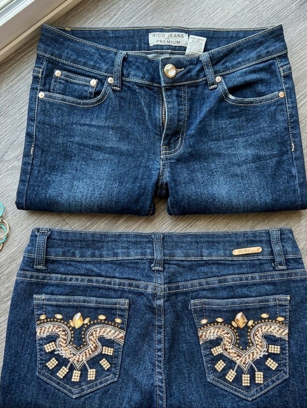 NWOT Rico Jeans USA Premium Embellished Skinny Jeans Y2K (Size 9)